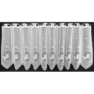 Gardinen Kranzusch Scheibengardine Schmetterlinge (1 St), Stangendurchzug, transparent, Stablöcher,transparent,verschiedene Höhen, Breiten weiß 132.0 cm x 45 cm