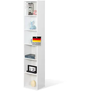 Floordirekt Bücherregal, Regal weiß mit 6 Fächern, Würfelregal, 24T x 30B x 158,5H cm, Raumteiler für Kinderzimmer, Wohnzimmer, Büro und Schlafzimmer (Delaware)
