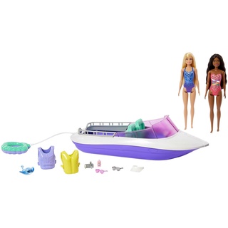 Barbie HHG60 - Meerjungfrauen Power Schnell-Boot mit 2 Puppen (blond/brünett) mit diversen Zubehör-Teilen, Spielzeug für Kinder ab 3 Jahren