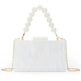 Fecialy Damen Acryl Clutch Geldbörse Perlen Abend Handtasche Marmor Clutch Formelle Party Braut Hochzeit Crossbody Tasche - 17.5x10.5x4.5cm/6.89x4.2x1.77in