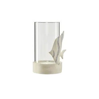 Windlicht Fisch   , creme , Polyresin (Kunstharz),Glas , Maße (cm): B: 13,5 H: 21,5 T: 13.0