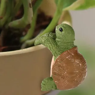 Gosknor Blumentopfhänger Einer Schildkröte, Harz Kletternde Schildkröte Blumentopfhänger-Figuren Niedlich Hängende Schildkrötenstatue Blumentopf-Hugger für Gartenschmuck Vasendekoration (Grünbraun)