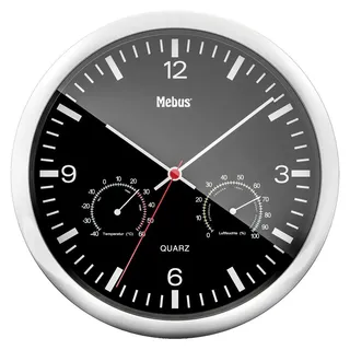 MEBUS Quarz-Wanduhr 25,0 cm 56731 silber/schwarz