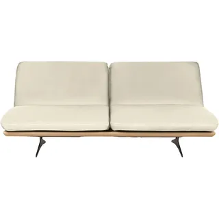 Dieter Knoll Schlafsofa Palermo, Natur, Metall, Echtleder, Eiche, massiv, Uni, 2-Sitzer, 204x92x90 cm, Stoffauswahl, Schlafen auf Sitzhöhe, Rücken echt, Wohnzimmer, Sofas & Couches, Sofas, Ledersofas