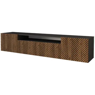 altdecor Zeno Lowboard 200 cm Schwarz/Eiche Wotan Holzwerkstoff