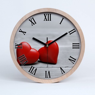 Tulup Holzuhr ⌀ 20cm Wanduhr Uhr Holz Dekoration Modern Runde Stille Uhren Schwarze Uhrzeiger - Herz auf Holz
