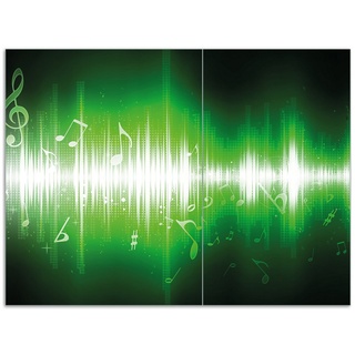 Wallario Herd-Abdeckplatte »Grüne Noten der Musik«, ESG-Sicherheitsglas, (Glasplatte, 2 tlg., inkl. 5mm Noppen), verschiedene Größen grün 70 cm x 52 cm