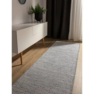 benuta Ron Handwebteppich 80 x 300 cm Beige/Schwarz