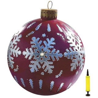 Settoo Weihnachtsdekorationen Weihnachten Aufblasbar Ball 60cm Aus PVC Christbaumkugel,Weihnachtskugel Personalisiert Baumschmuck Weihnachtskugeln (mit Inflatorzylinder)