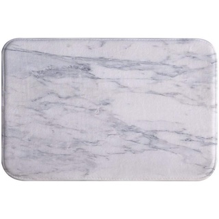 A.Monamour Badematten Badteppiche Badvorleger Weißer Marmor Stein Weiße Fliesen Marmor Textur Absorbierender Flanell Memory Foam rutschfeste Badteppiche Badmatte Läufer Teppiche Türmatte 40x60cm