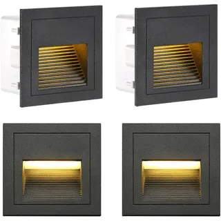 3-w-led-einbauleuchte, Warmweiß, Ip65 Wasserdicht, Treppenbeleuchtung, Stufenbeleuchtung, Aluminium, Dekorative Innen- Und Außenbeleuchtung – 4er-pack