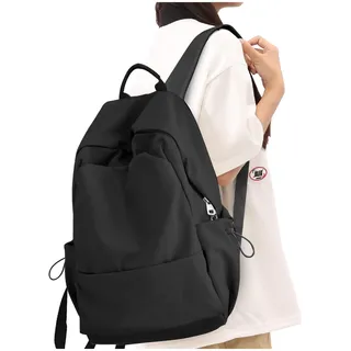 WEPLAN Schulrucksack Mädchen Jungen Rucksack Schule Teenager,Wasserdicht Rucksack School Bag,Schulranzen Laptop Rucksack Damen,Schultasche Travel Backpack Daypacks für Uni Schule Reise,O1-Schwarz