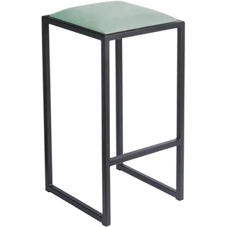Barhocker Schwarz ohne Lehne 64 cm - Metall Barstuhl mit Gepolstertem Sitz - Loft Style