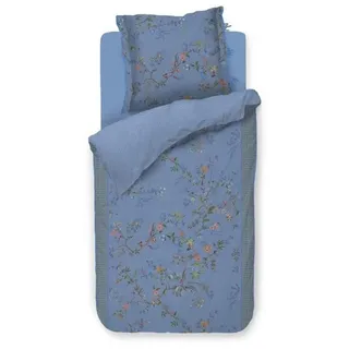 PiP Studio Bettwäsche PIP Studio Perkal Bettwäsche 135x200 Bustani Blue Blütenzweige blau, Perkal, 2 teilig, für den Sommer und Winter, kuschelig weich blau