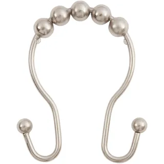 Kenney Double Roller Ball Shower Curtain Rings, 12 Pack Duschvorhangringe mit Doppelrollen, 12 Stück, gebürsteter Nickel, One Size