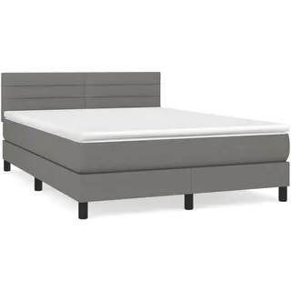 vidaXL Boxspringbett mit Matratze Dunkelgrau 140x200 cm Stoff1398747