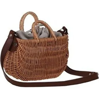 thewickerstories Korbtasche Schultertasche Leder Naturbelassen