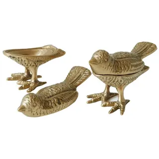Loberon Deko-Vogel 2er Set antikmessing