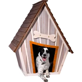 Dobar Hundehütte Hubi 90 x 77 x 109 cm Holz Braun/Grau