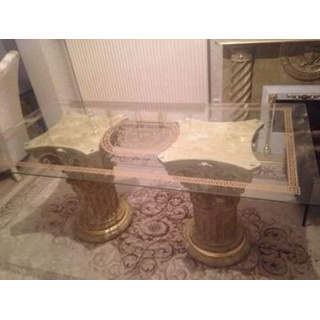 Marmor Esstisch Glastisch, Säulentisch, Designertisch Wohnzimmertisch Kanzleitisch, Praxistisch 100% Handgefertigt Antik Stil Retro Medusa Mäande...