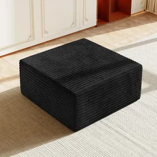 Vesgantti Modulare Wohnlandschaft Ecksofa, Cord Sofa mit Federkern, Kühlgel-Schicht & hochdichter Komfortpolsterung, extra tiefer Sitzfläche, Polstersofa für Wohnzimmer, ohne Montage (Ottomane)