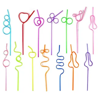 30 Stück Strohhalm Set Wiederverwendbar, Kinder Strohhalme Bunte Lange Trinkhalme, Verschiedene Formen trinkhalme mit Knoten, Geburtstagsfeier, Hochzeiten