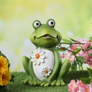 Gartenfigur Frosch Freddi - Tierfigur - Magnesia - H: 21cm - f√or Au√üen - gr√on