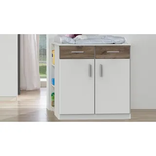 Wickelkommode Wickelregal Wickeltisch Joker Unterschrank weiß Flagstaff Eiche