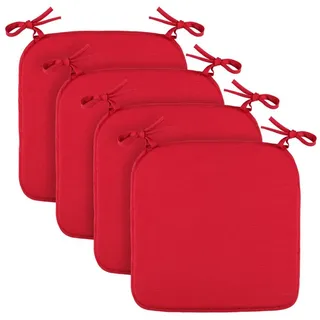 Bestlivings Stuhlkissen Canvas Sitzauflage Uni, Stuhlauflage (Bordeaux) Stuhlkissen mit Haltebändern 38x38cm rot