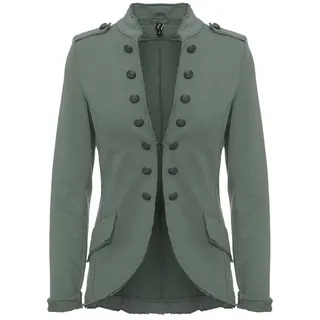 YSU Damen Blazer Damenjacke Military Knöpfe S-XXXL (Khaki, XXL) - XXL