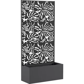 Outsunny Pflanzkasten mit Rankgitter, Blumenkasten, Hochbeet mit Sichtschutz, für Kletterpflanzen, Gemüse, Blumen, Metall, Innen- und Außenbereich, Hof, Garten, Balkon, 90 x 37,5 x 180 cm, schwarz   Aosom