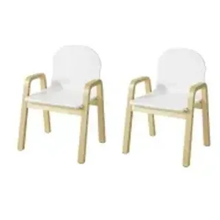 SoBuy Kinderstuhl KMB24-Wx2 höhenverstellbar Holz weiß/beige