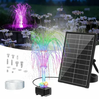 poposoap 8w Solar Springbrunnen Mit Akku-backup, Led-beleuchtung, 8 Düsen, 1,2 M Pvc-schlauch Für Vogelbad & Gartenteich