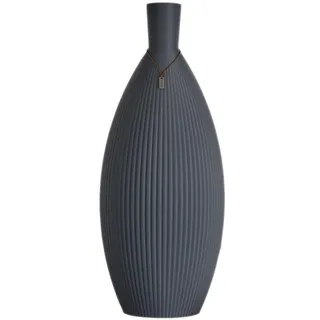 Design Vase OVO, Moderne 3D gedruckte Designvase mit Rillenmuster, Schwarz/Weiß/Grau, Dekorative Designvase (Grau matt, 40 cm)