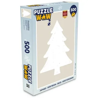 MuchoWow Puzzle Japandi - Weihnachtsbaum - Beige - Weihnachtsdekoration, 500 Puzzleteile, Foto-Puzzle, Bilderrätsel, Puzzlespiele, Spielzeug beige 34 cm x 48 cm x 2 cm