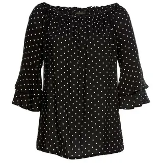 LASCANA Carmenbluse schwarz-weiß-gepunktet 36