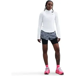 NIKE Damen T-Shirt W NK TEMPO DF HZ TP, Größe S in Weiß WHITE/REFLECTIVE SILV