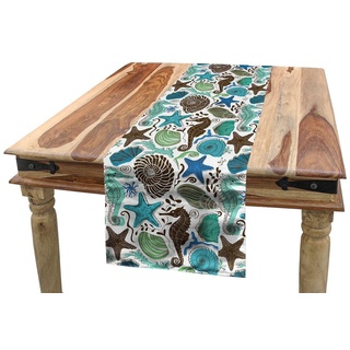 Abakuhaus Tischläufer Esszimmer Küche Rechteckiger Dekorativer Tischläufer, Sea Shells Abstrakt Maritime blau|braun|grün 40 cm x 180 cm