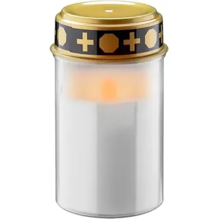 goobay LED Grablicht mit Batterie, Grabkerzen Outdoor, Friedhof Kerzen, Grablichter, ewiges Licht, Grablampe, Weiss, Batteriebetrieben 2x AA Mignon (Nicht im Lieferumfang enthalten, 77771
