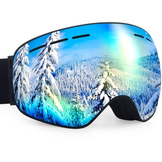Dizokizo Skibrille mit Abnehmbarer Linse, für Ski Snowboard, Antibeschlag und einen 100% UV-Schutz, Dreifach Atmungsaktive Schaumstoffe & Geprägter Riemen für Damen, Herren,Jugend (Small, Gold)