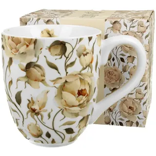DUO FLORAL XXL Becher 1000 ml ENGLISH ROSES WHITE New Bone China Porzellan