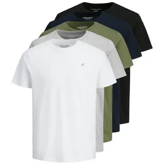Jack & Jones T-Shirt TEE SS CREW NECK 5 P (Packung, 5-tlg) grau|grün|schwarz|weiß S (46)