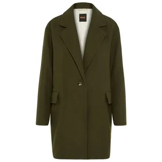 BOSS ORANGE Kurzmantel Calesara Premium Damenmode in gerader Passform, Woll-Anteil grün 48