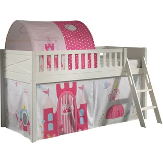 Vipack Hochbett Scott 90 x 200 cm Kiefer massiv lackiert weiß Prinzessin