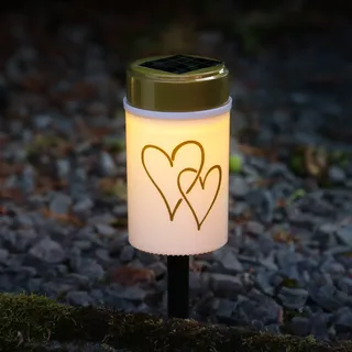 LED Solar Grablicht Herz - Grabkerze - H: 12cm - D: 7cm - Lichtsensor - inkl. Er...