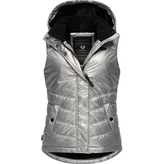Ragwear Steppweste Hesty Bling Wasserdichte Outdoor-Weste mit abnehmbarer Kapuze grau L (40)