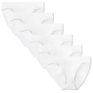 Amazon Essentials Damen Bikini-Unterhosen aus Baumwolle (in Übergröße erhältlich), 6er Pack, Weiß, 5XL Große Größen