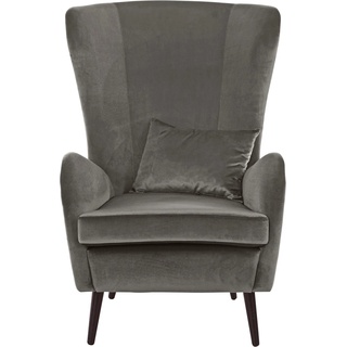 Sessel GUIDO MARIA KRETSCHMER HOME&LIVING "Sallito" Gr. Samtoptik, Ohne Hocker, B/H/T: 76 cm x 109 cm x 85 cm, grau (anthrazit) Einzelsessel Ohrensessel ohne Hocker Sessel in 6 Bezugsqualitäten, BTH: 7685109 cm, auch Microfaser