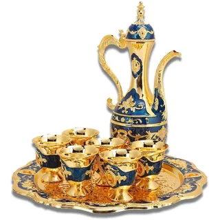 Türkisches Teeset, Tee-Set Tee Oder Kaffee, Vintage Türkisches Kaffeekannen-Set, Türkisches Tee-Set Mit 6 Kaffeetassen, Tee-Set 6 Mit Tee-Teller Teekanne Ür Home Tea Party