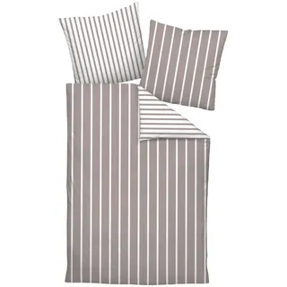 JANINE Interlock-Jersey Wendebettwäsche Gestreift Braun 135 x 200 cm + 80 x 80 cm